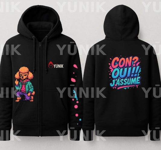 Sweat zippé YŪNIK® – Caniche Rebelle